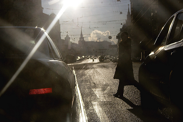 Снегопад. Сущевская улица, Москва, апрель 2007